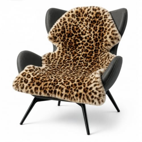 KARAT Alfombra de piel de oveja Audrey de diseño de piel de oveja auténtica – 100% lana de oveja, aprox. 90 × 60 cm, suave piel decorativa con estampado de animales, cojín para asiento de sofá, sillón