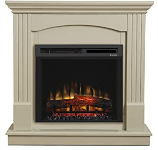 Dimplex Chadwick Optiflame Electric Fire Suite, Cream Stone Effect Fully Assembled Fireplace Suite with LED Flame Effect, Variable Flame Height, Log Style Fuel Bed, 1.5kW Fan Heater and Remote Control