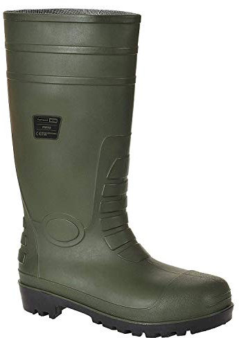 Portwest FW95 Steel Toecap PVC Waterproof Mens Wellington Boots Adult Safety Wellies Slip Resistant Protective Footwear Green, 6.5 UK