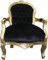 Casa Padrino Barock Kinder Stuhl Schwarz/Gold - Armlehnstuhl