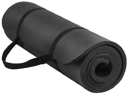BalanceFrom GoYoga Allzweck Anti-Tränen-Übung Yogamatte mit Tragegurt, Schwarz
