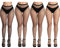 DRESHOW 4 Pares Mujeres Sexy Elástico Medias de Cintura Alta Medias de Rejilla de Calcetines Medias de Malla Pantimedias
