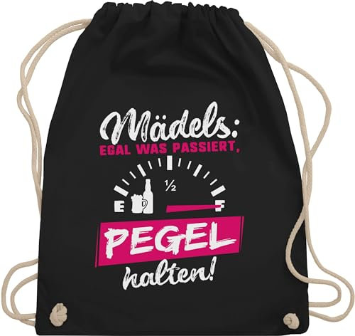 Turnbeutel Rucksack - Mädels: Egal was passiert, Pegel halten! - Unisize - Schwarz - festival beutel brauttaschen jga alki turnsack festivalrucksack hen party accessories jungesselnabschied malle