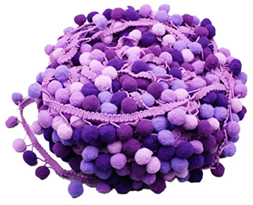 EXCEART Pompom Girlande Bommelband 4.5m DIY Scrapbooking Näharbeiten Borte Basteln Nähen Dekorieren Für Kleid Schal Hut Vorhang Party Ostern (Lila)