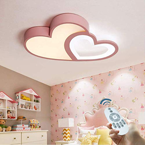 COOYO LED Deckenleuchte Modern Warm Romantisch Deckenlampe Kreative Designer Herzform Acryl Dimmbar Mit Fernbedienung Mädchen Deckenlicht Kinderlampe Mädchen Schlafzimmer Decken Leuchte,Rosa