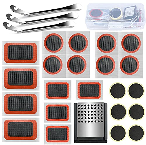 nutmanel Kit Reparation Pneu Velo, Patch de Réparation de Pneus, Kit Crevaison Velo pour Vélos de Route, de Montagne ou de Banlieue