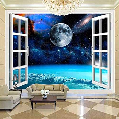 Benutzerdefinierte Wandbild Galaxy Moon 3D Foto Selbstklebende Tapete Schlafzimmer Wohnzimmer Schlafzimmer TV Wanddekoration Moderne Tapete