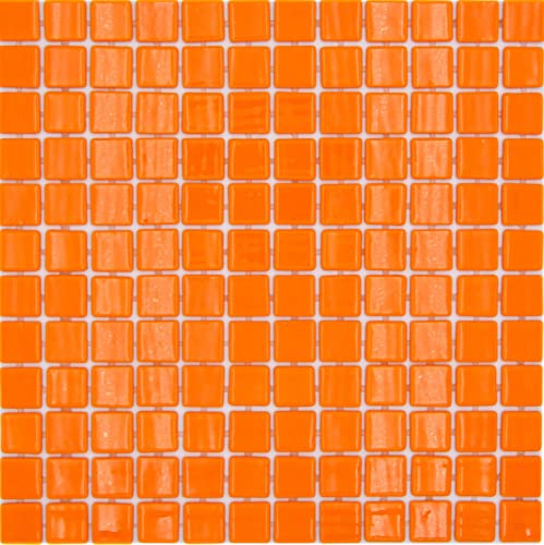 Schwimmbadmosaik Poolmosaik Recycling Glasmosaik orange glänzend Wand Boden Küche Bad Dusche - 1 Matte