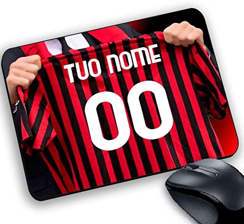 csm informatica Tappetino Mouse Pad gadget per tifosi rossoneri maglia stile personalizzabile tuo nome e numero tifoso milanista