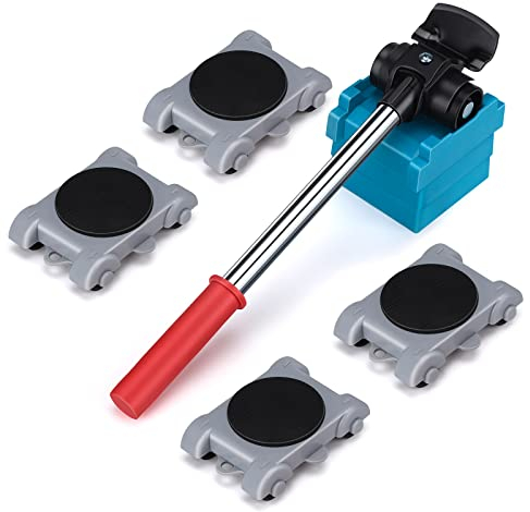Elevadores de Muebles Ruedas para Muebles Pesados Juego de 8 Piezas Kit de Rodillos para Mover Muebles, Carga Máxima 150 Kg, Rodamiento Giratorio de 360 Grados