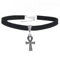 Wudaizhi 1pc Fashion Schmuck Halskette Schwarz 10 Mm Flach Wildleder Ägypten Ankh Kreuz Charm Choker Halskette