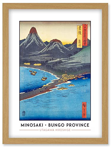 Wee Blue Coo Minosaki Bungo Province Utagawa Hiroshige Japanese Woodblock Classic Collection Artwork Framed Wall Art Print A4