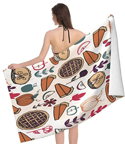 321 Strandtuch 80X130cm Thanksgiving-Kürbis-Obst-Torte Tuch Bade Ultraleicht Fitnesshandtuch Tragbar Saunatuch Für Reisen, Sauna, Sport