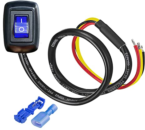 Gebildet Pastentyp Schalter Auto Druckschalter mit Terminal ON/Off DC12V/10A, 24V/5A DIY Wippschalter für Auto Boot Marine Truck RV (Blau LED)(Patent No.015001381)