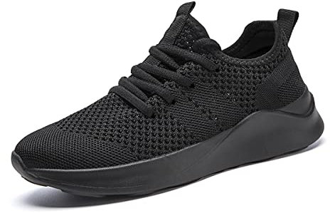 FUJEAK Damen-Schuhe, Turnschuhe, Laufen, Walking, Slipper, bequeme Schuhe, Fitness, Joggen, Sport, Outdoor, Sneaker, Netzstoff, lässig, leicht, atmungsaktiv, Schwarz , 38.5 EU