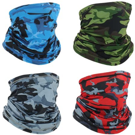 ZHCYGL 4 Stück kühlende Halstücher, Sommer-Gesichtsbedeckung, Schal, Sonnenschutz, Sturmhaube für Männer und Frauen, Angeln, Sport, Outdoor, 4er-Pack, 4 Stück, Einheitsgröße