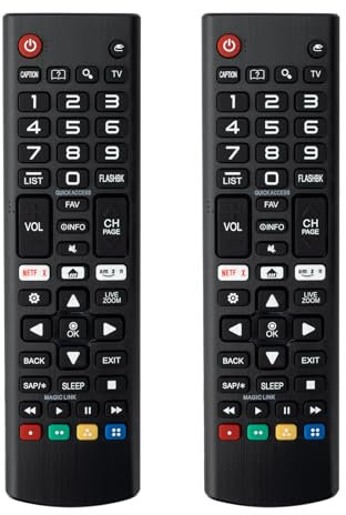 maqsai 【Pack of 2】 Universal Remote Control for LG-Smart-TV-Remote, Compatible with All LG LCD LED HDTV 3D Smart TV Models, with Shortcut Button, LNG-PING-LG 5307（2 PCS）