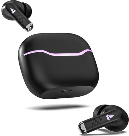 boAt Immortal 125 TWS in-Ear Earbuds w/up to 40 hrs Playtime, Quad Mics with ENx Tech, Beast Mode with 40 ms Super Low Latency, ASAP Charge, IPX4 Resistance, RGB LED Lights, BT v5.3(Black Sabre)
