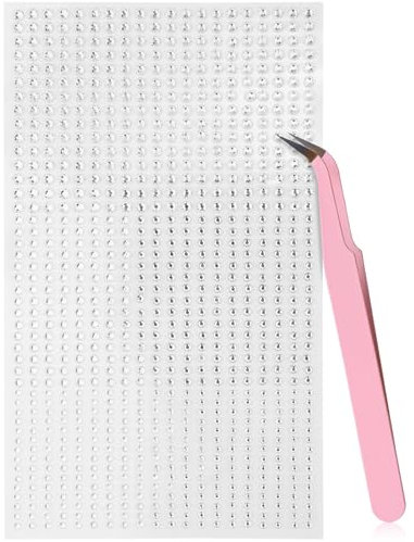 900pcs Face Stickers, Self-Adhesive Face Diamonds with 1 Tweezers Hair Gems 3/4/5mm Eye Jewels Rhinestones Stickers Face Rhinestones Stick on Body Rhinestones for Face Eyes Makeup