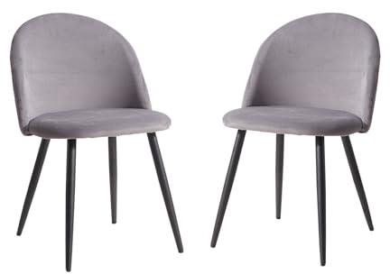 EGOONM Esszimmerstühle Küchenstühle Samt Weich Kissen Sitz und Rücken Mit Hölzernen Metallbeinen Küche Stühle (grau, 2er Set)
