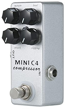 Audio Compressor, MINI C4 Compressor Guitar Effect Pedal True Bypass Silver