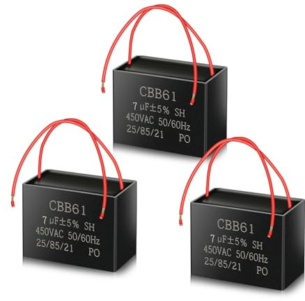 CBB61 450V AC 7uf 50/60HZ Condensateur de démarrage,condensateur de moteur AC,convient pour les ventilateurs de plafond,les ventilateurs,les hottes(3 unités)
