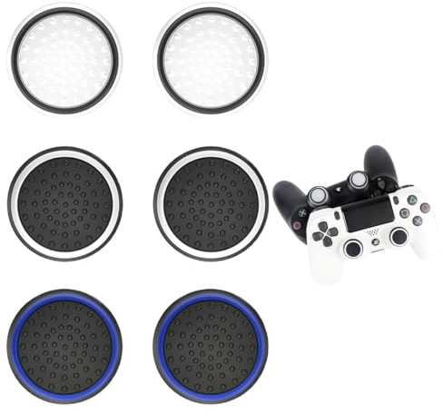 GNALIA 6 Stück Thumbstick Kappen Grip Set Aim Assist Caps Für Ps4 Controller Joystick Schutz Aufsätze Für Ps4 Zubehör Ps5 Zubehör & Xbox One Zubehör Black & White