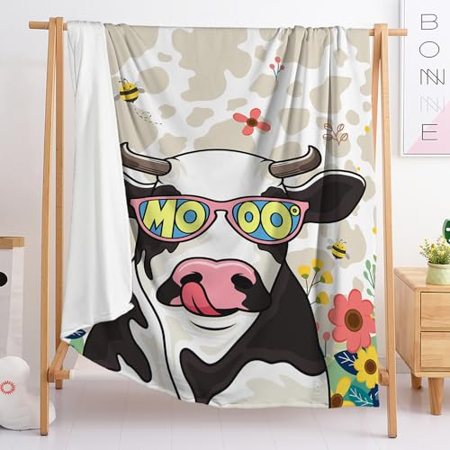 Kuscheldecke Süße Kuh Flauschige Warme Decke,Fleecedecke Flauschig,Tagesdecke,Sofa Überwurfdecke,Wohndecke Und Decke Sofa,Geeignet Für Alle Jahreszeiten.(80X150Cm)