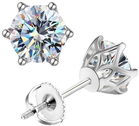 ✦Valentinstag Geschenk Für Sie✦ Winglove Moissanite Ohrringe Silber 925 Damen 0,5-1 Karat Faden mit Spitze sechs Krallen Ohrringe Moissanit Diamant,VVS1 Reinheit D Farbe,Geschenke für Frauen.(0.5ct)