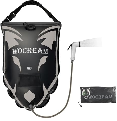CyConncet Camping Shower Outdoor, 6.6 Gallons/25L Camping Shower Bag, TPU Shower Bag, Large Water Flow, Handheld Shower, Solar Shower, Portable Shower for Camping, Beach, Backpacking, White