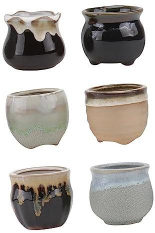 KITANDOVE 6stücke Keramische Blumentöpfe Für Sukkulenten Variabler Fluss Für Zuhause Büro Und Dekoration Robustes Material Mit Drainageloch Pflanze Nicht Enthalten