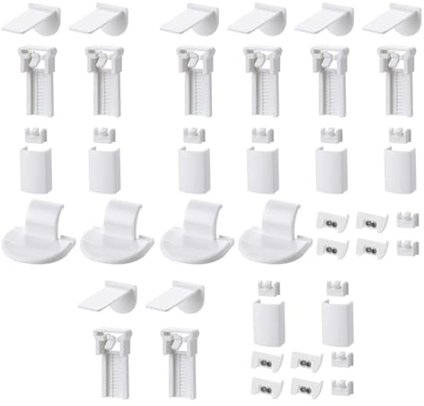 HAPPOW 8 Kit 48 Stück Plissee Ersatzteile, Klemmfix Halterung, Plissee Halterung Klemmträger, mit Klemmhalterung, Abdeckung, 2mm Stopfen, Ideal für die einfache Montage ohne Bohren an Plissee
