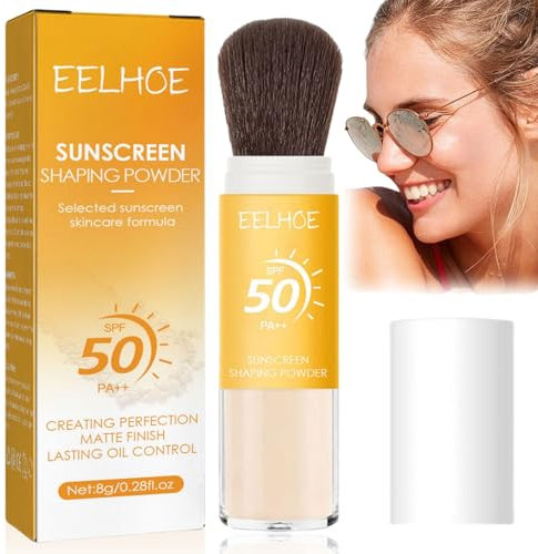 Mineral Powder Sunscreen Brush,Matte Powder,SPF 50 Powder Sunscreen for Face,Scalp Sunscreen Powder,Sun Protection Powder,Suncream Brush,Naturally Controlled Oily Matte,Mineral Face Powder,SPF Powder