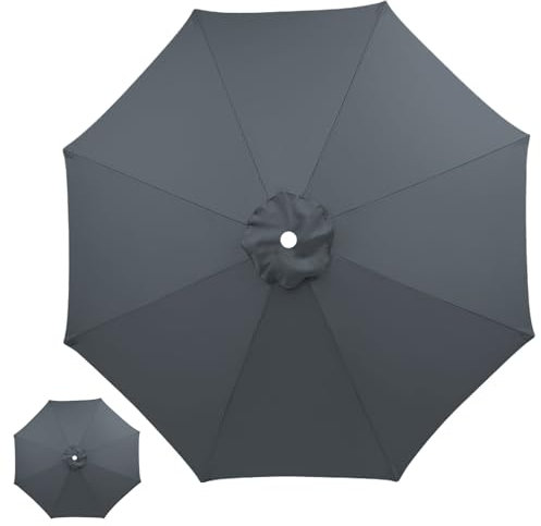 Sonnenschirm Ersatz Baldachin Abdeckung 230 270 300cm für Markt Garten Strand 8 Rippen Regenschirm Ersatz Stoff für Hinterhof Poolschirme(Nur Baldachin)(Grau,300cm/9.8ft)