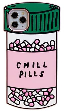 CrazyLemon für iPhone 13 Pro Max / 14 Pro Max / 15 Pro Max Kawaii Hülle, Silikonhülle Lustiges Comics Anime Cartoon Muster Coole Schutzhülle Weiches Handyhülle - Grüne Pille