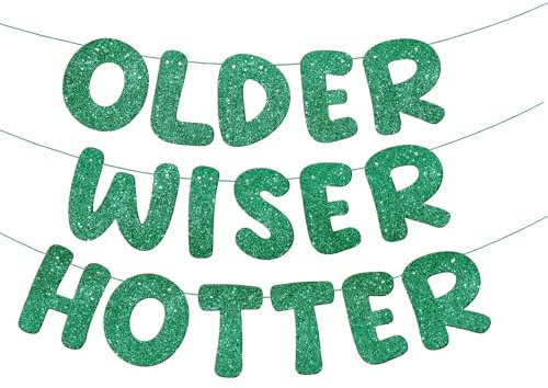Fulmoon Set mit 3 vorbespannten älteren klügeren, heißeren Glitzerbanner Lustiges Geburtstagsbanner für Frauen 30. 40. 50. 60. 70. 80. Geburtstag Party Dekorationen Geburtstagsschild