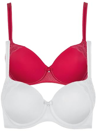 Lisca 2er Pack Schalen BH Evelyn 020228 Gr. 90B in red-White