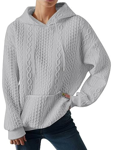 BIISDOST Damen Sweatshirt Hooded Oversize Pullover mit Tasche Hoodies Oversize Pullover Sweatshirt Freizeit Sport Übergrößen Einfarbig Langarmshirt Training Pulli Streetwear Tops Going Out