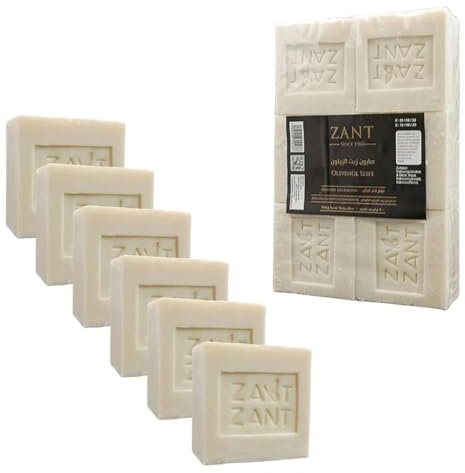 Handgefertigtes libanesisches 6-teiliges Seifen-Set aus 100% pflanzlichen Inhaltsstoffen –Vielseitig als Haarseife, Duschseife,Rasierseife,festes Shampoo&Gesichtsreinigung–Biologisch abbaubar (Olive)