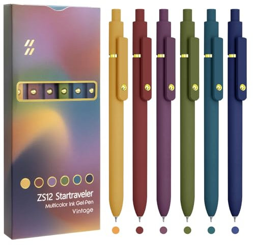 UIXJODO Bunte Stifte, 6 Stück, feine Spitze, glattes Schreiben, 0,5 mm, farbige Tinte, Gelschreiber für Tagebuch, Notizen, Schreiben, Büro, Schulbedarf, Geschenke für Frauen (6 Stück, goldfarben