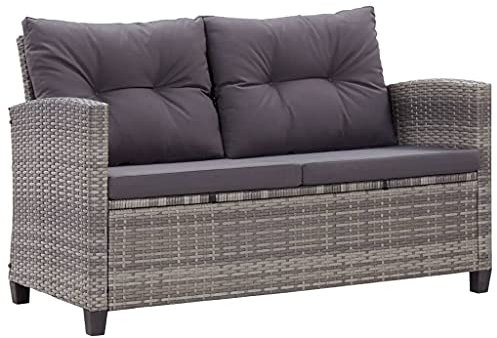 HETFTJN Eckbank Balkon Gartensofa Mini Couch Mini Lounge - 6-TLG. Garten-Sofagarnitur mit Auflagen Poly Rattan Dunkelgrau für Schwimmbad Terrasse Balkon Speisesaal