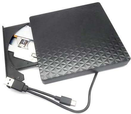 Ultra-Thin External Blu-ray DVD Burner/Player, for HP Pavilion X360 15 Gaming Laptop ProBook 640 G2 450 G9 G10 650 G5 G6 G8 Notebook PC, USB-C Portable DVD+-R/RW CD-RW Writer Optical Drive