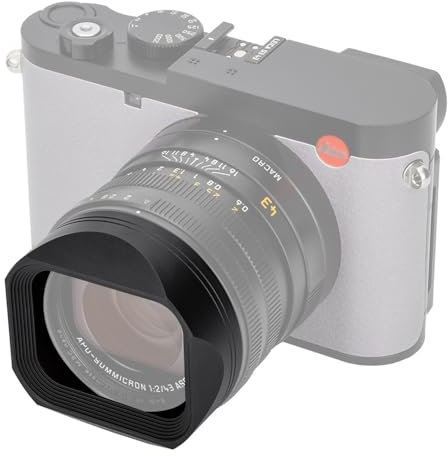 JJC Quadratische Metall-Gegenlichtblende für Leica Q3 43/Q3, optimiertes Design eliminiert Vignettierung, kompatibel mit Filtern ≤ 8 mm und Makro-Modus, behält die ursprüngliche