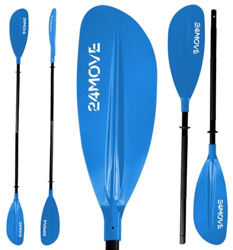 24MOVE® Doppelpaddel LAGO Paddel 220cm Kanupaddel Aluminium, Stand-Up Paddling, Paddel für Kajak, Schlauchboot, verstellbar, blau