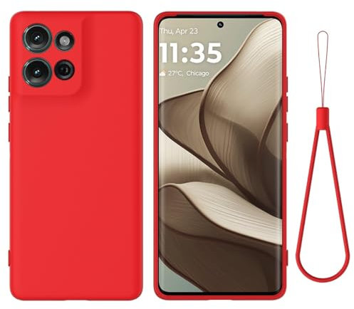 Coque arrière pour smartphone Coque compatible avec Motorola Moto G 5G (2025), fine et résistante aux rayures, en TPU souple, protection complète de l'appareil photo, couleur unie, avec bracelet Ensem