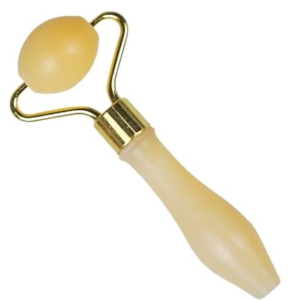 SAFIGLE Jade Augenroller Gelb für Gesicht mit Glattem Sanftem Massagekopf und Hautfreundlichem Material zur Effektiven Augenmassage und Hautpflege