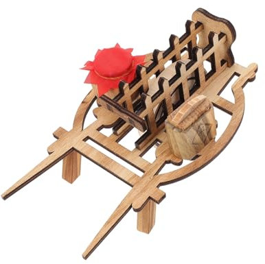 Toddmomy Wooden Wheelbarrow Model Decorative Chic Classic Farm Tool Ornament Light Weight Desktop Decoration Lifelike Wheelbarrow Decor for Home Garden