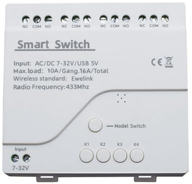 Cenei 4CH Wifi Switch Smart Remote Control Switch Inching Self-Locking RF433 4 Way Relay 4CH WIFI Smart Switch Relay Module