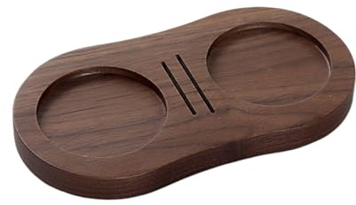 YIXANNX Kaffee Tamper Ständer aus Holz, Presser, klare Textur, Stopfstation, Verteilungsnetz, Organizer, Hebel, Werkzeug, Schleifmatte, Nussbaum