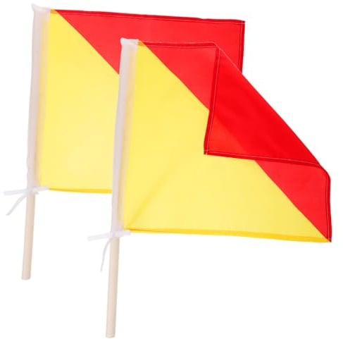 SUPVOX 2 pezzi Bandiera Segnale Mano Rosso Giallo Resistente per Segnalazione e Sportiva con Asta Ergonomica Antiscivolo